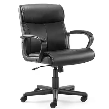 Офисное кресло Gianna из искусственной кожи со средней спинкой и фиксированными мягкими подлокотниками для взрослых, черный