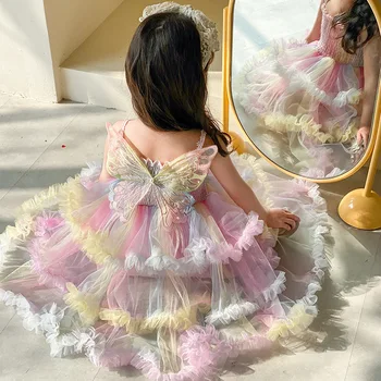 Платье Принцессы для девочек, Летнее Бальное Платье для девочек, Платья для Маленьких Девочек, Платье-комбинация, Детское Праздничное Платье-пачка для девочек На День Рождения