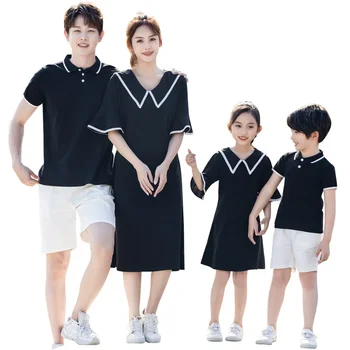 Подходящие семейные наряды, летнее пляжное платье для мамы и дочки, Хлопковая футболка и шорты для папы и сына, праздничный наряд для пары