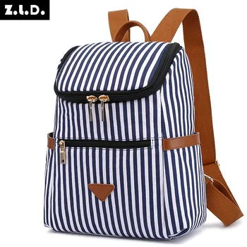 Полосатый винтажный холщовый женский рюкзак, модная дорожная сумка для студенток колледжа, школьный рюкзак для девочек, повседневные сумки для мамы