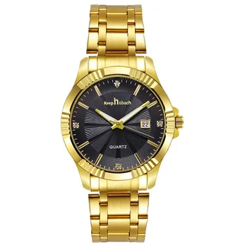 Популярные мужские часы немеханические часы Водонепроницаемые кварцевые часы с календарем из светящегося золота