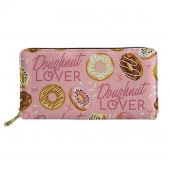 Прекрасный Розовый Кожаный кошелек с принтом Пончика, Женский кошелек для телефона, сумка для монет, Мультяшный Студенческий Портмоне на заказ
