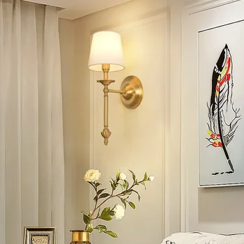 Прикроватная лампа для американской спальни Зеркало Передний Свет Простая гостиная Вилла Клубный дом Настенный светильник