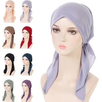 Простая шляпа-тюрбан, Новая мусульманская женская шапочка от выпадения волос, повязка на голову, Хиджаб, Химиотерапевтическая шапочка