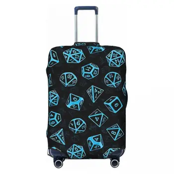 Рисунок набора кубиков D20 (синий) Защитные пылезащитные чехлы для багажа с принтом, эластичный водонепроницаемый чехол для чемодана 18-32 дюйма, аксессуары для путешествий