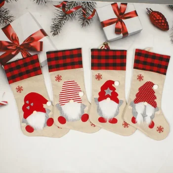 Рождественские носки Санта-Клауса без лица, носки с конфетами, платье для сцены на Рождественской елке, подарок для детей, гетры