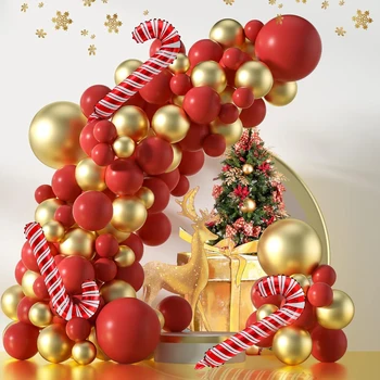 Рождественский набор для украшения арки из воздушных шаров, 120 красных и золотых рождественских леденцов, украшения для рождественской вечеринки