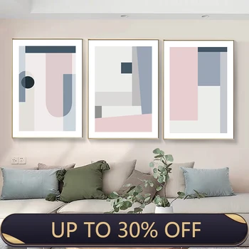 Розовый многоугольный геометрический художественный плакат абстрактный минимализм принт украшение гостиной украшение холст живопись