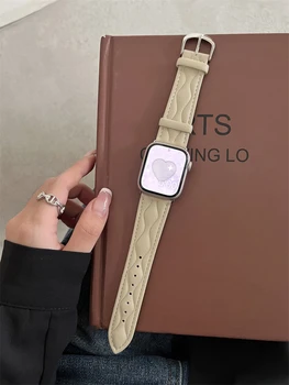 Роскошный дизайн waves Ремешок из натуральной кожи для Apple Watch Band 41 мм 40 мм 38 мм 49 Для iwatch Series 8 7 6 SE 5 3 2 Женский ремешок для часов