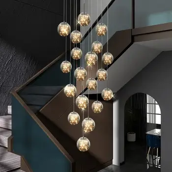 Современная роскошная люстра спиральная гостиная лофт столовая спальня домашнее освещение лестница двухуровневая хрустальная потолочная люстра