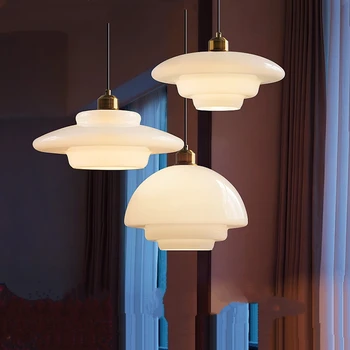 Современные подвесные светильники из кремового стекла для гостиной Nordic Led Подвесной светильник Кухня Столовая Спальня Бар Лофт Домашний Декор Светильник