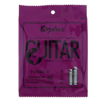 Струны для акустической гитары Orphee, 6 шт./компл., Специальный посеребренный антикоррозийный шестигранный сердечник + 8% никеля, сверхлегкий TX620-S
