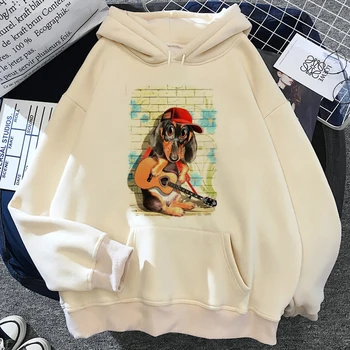 Толстовки Dachshund женская винтажная готическая спортивная одежда y2k, пуловер, женская рубашка с капюшоном в стиле харадзюку