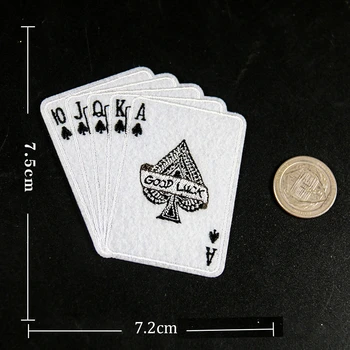 Тонкие вышитые нашивки для игральных карт, железный значок для покера для пальто, украшения джинсов, наклейки для одежды, нашивки для шитья.