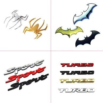Универсальная 3D металлическая эмблема значок наклейка Turbo Sport паук летучая мышь наклейки рамка наклейка для украшения кузова наклейка для всех автомобилей мотоциклов