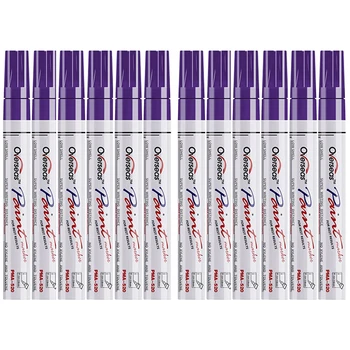 Фиолетовые фломастеры-ручки 12 шт, перманентная ручка на масляной основе, средний кончик, быстросохнущий и водостойкий маркер для холста, стекла