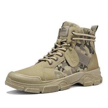 Фирменные мужские походные ботинки, универсальные противоскользящие Износостойкие армейские ботинки с мягким дном, уличные дышащие камуфляжные ботинки для поездок на работу