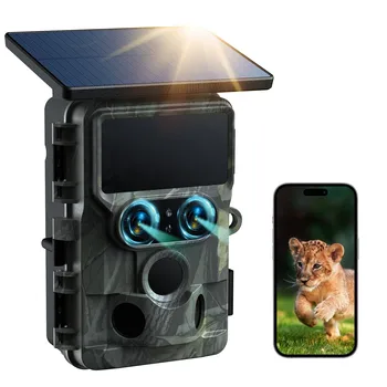 Фотоловушки SunGusOutdoors 4K 48MP на Солнечной Энергии WiFi с Двумя Объективами Wildlife Trail Camera Traps с Настройками приложения SONY Native Sensor 13MP