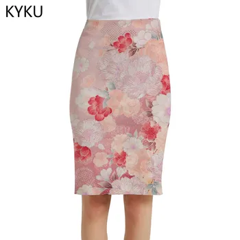 Юбки с цветочным рисунком бренда KYKU, женская живопись, элегантная юбка с художественным принтом, красочные сексуальные женские юбки, женская летняя мода в аниме
