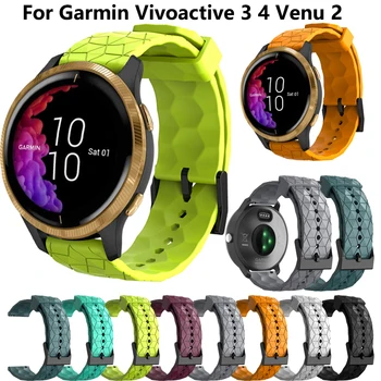 20мм 22мм Печатный Ремешок Для Garmin Vivoactive 3/4 Band Watch Venu 2 2s SQ Forerunner 645 Силиконовый Браслет SmartWatch Браслет