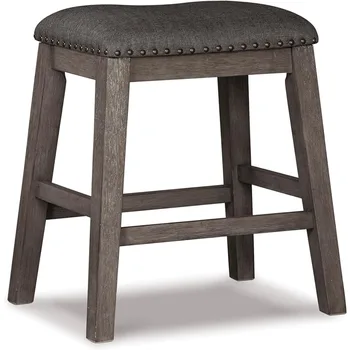 Барный стул Caitbrook Rustic высотой 24,4 дюйма, обитый тканью, 2 кол-во, серый