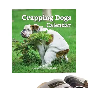 Календарь какающих собак 2024 Настенный календарь какающих собак 2024 Настенный календарь Ежемесячный настенный календарь 2024 Забавный подарок для семьи и