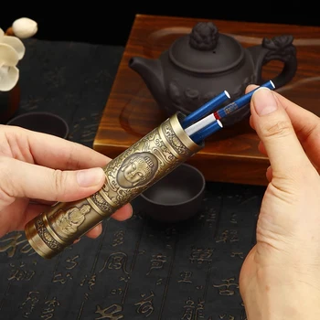 Металлический портсигар в стиле ретро Buddha вмещает 5 сигарет, курительную коробку с рельефным изображением дракона, Водонепроницаемые аксессуары для табака для мужчин