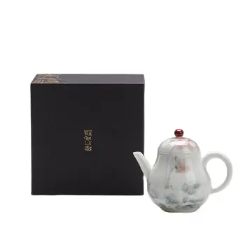 Расписанный вручную Пошаговый чайник с лотосом для приготовления чая Домашний Нефритовый Глиняно-белый фарфор Ручной кувшин Фарфоровый чайный сервиз Кунг-фу