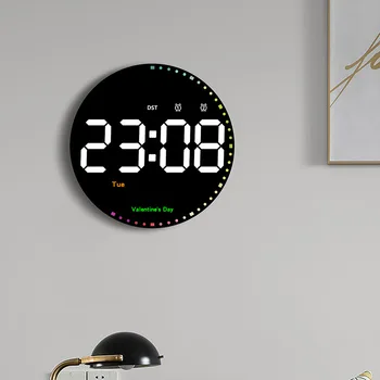 Цифровые настенные часы с таймером обратного отсчета, светодиодные часы с дисплеем недели, Вечный календарь, декор для гостиной, Пульт дистанционного управления, Двойные будильники.